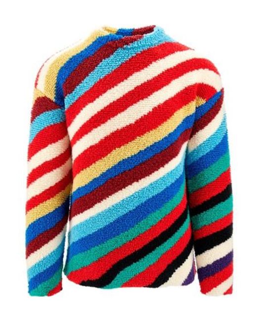 Bottega Veneta Red Striped Crewneck Jumper for men