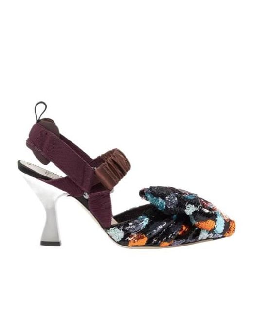Fendi Purple Colibri Sequined High-Heeled Slingbacks