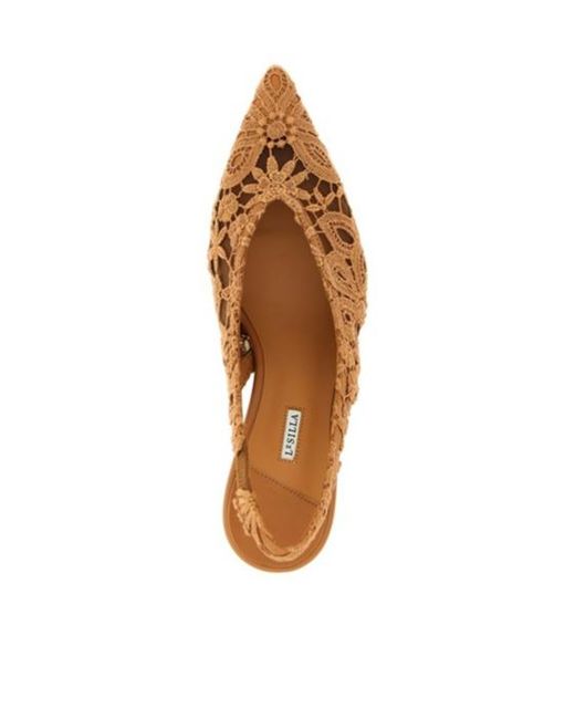 Le Silla Brown Chantilly Pointed-Toe Lace Slingback Pumps