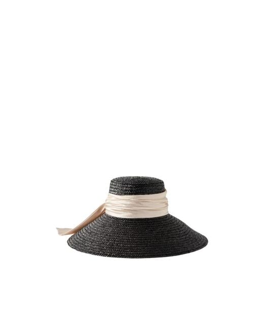 Eugenia Kim White Satin-Trimmed Straw Sunhat