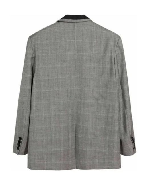 CHARLIE LUCIANO Gray Lapel Plaid Suit Jacket for men