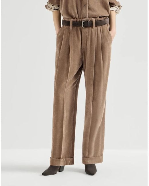 Brunello Cucinelli Brown Fluid Corduroy Baggy Sartorial Trousers