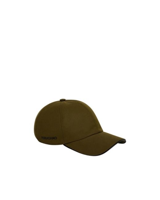 Ferragamo Green Baseball Cap With Tonal Signature for men