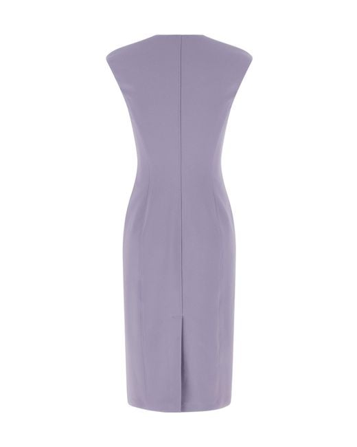 Elisabetta Franchi Purple Double Layer Stretch Crêpe Dress