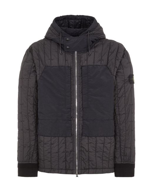 Stone Island Black Compass-Badge Quilted Jacket for men