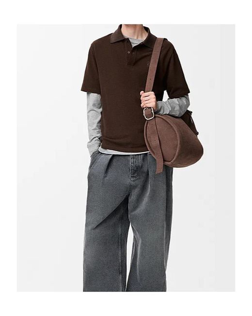 Loewe Brown Embroidered Short-Sleeved Polo Shirt for men