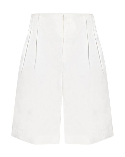 Comme des Garçons White Pleated Wide-Leg Bermuda Shorts for men
