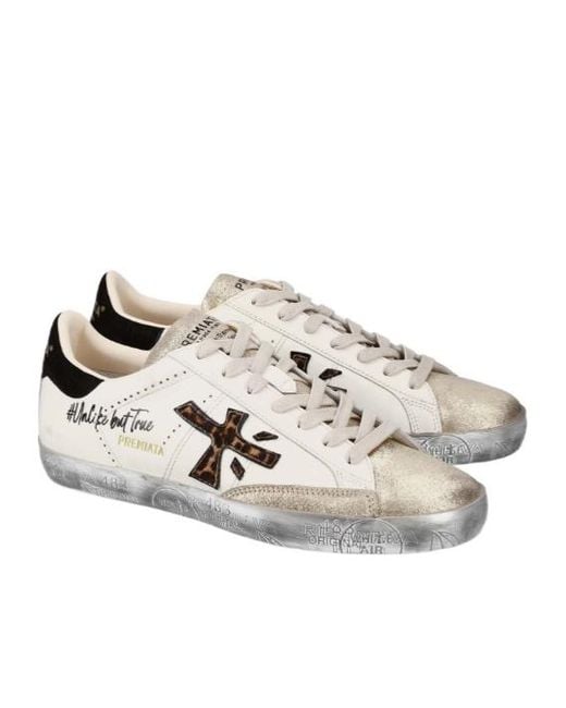 Premiata White Minimalist Low-Top Sneakers