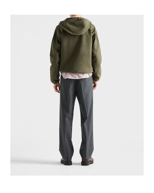 Prada Green Hooded Technical Fabric Blouson Jacket for men
