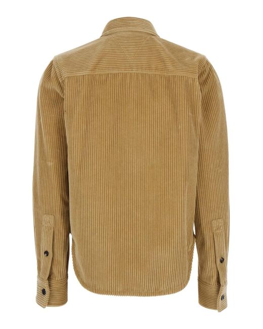 Bottega Veneta Green Long Sleeved Corduroy Shirt