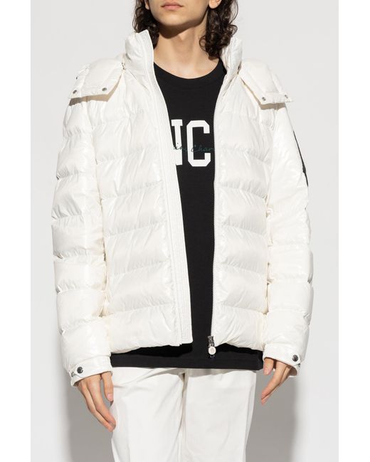 Moncler White Logo-Patch Padded Jacket for men