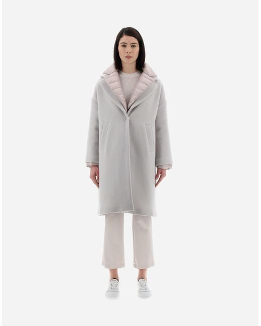 Herno Gray Layered Long-Sleeved Quilted Coat