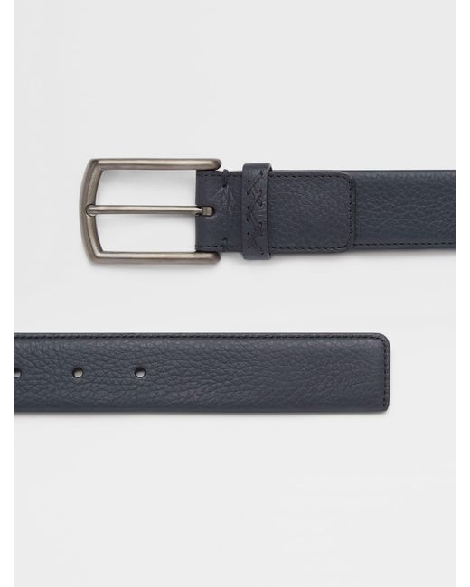 Zegna Blue Triple Stitch Buckle Belt for men