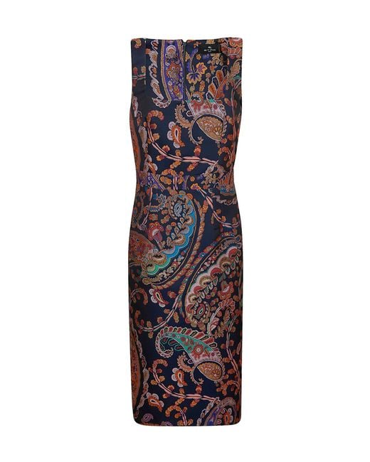 Etro Purple Pattern-Jacquard Sleeveless Dress