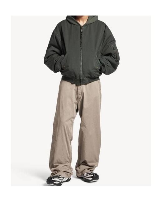 Balenciaga Gray Hooded Standard Bomber Jacket for men