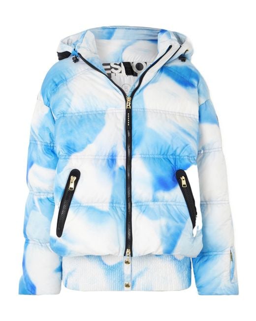 Bogner Blue Kelly Hooded Printed Quilted Ski Jacket