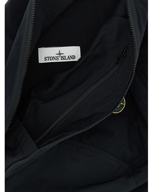 Stone Island Black Crumpled One-Shoulder Backpack for men