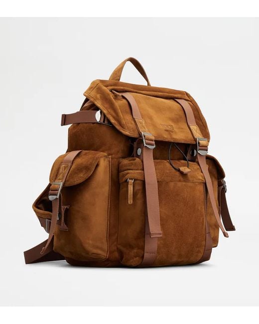 Tod's Brown Logo Debossed Medium Backpack for men
