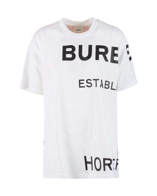 Burberry White Horseferry Print Oversized T-Shirt