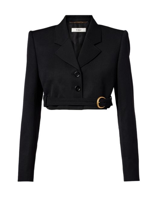 Chloé Black Cropped Virgin Wool Blazer
