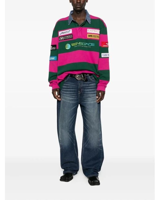 Martine Rose Pink Striped Rugby Polo Shirt for men