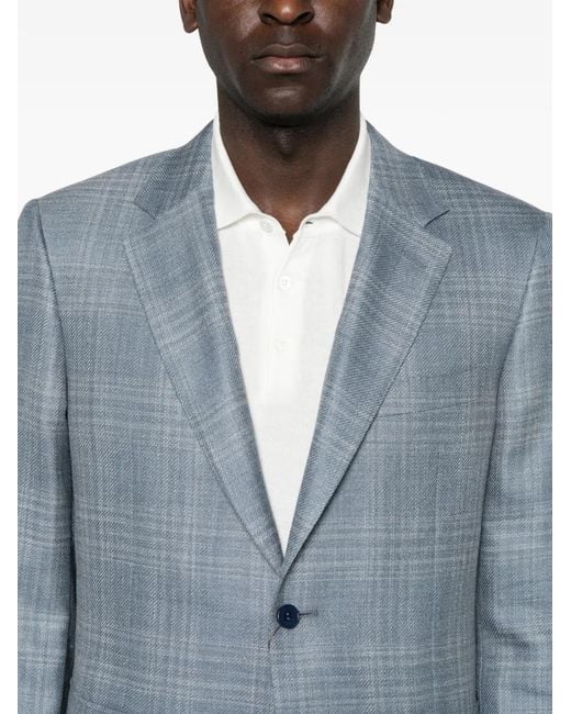 Canali Blue Logo-Label Blazer for men