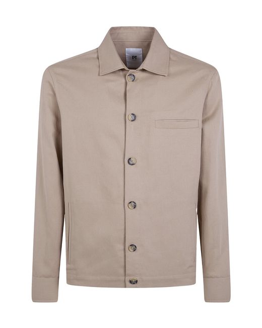 PT01 Brown Chest-Pocket Shirt Jacket for men