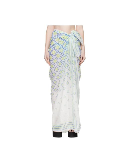 Casablanca Blue Gradient Letter Pattern Midi Skirt