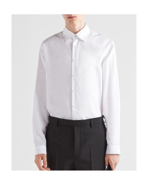 Prada White Button-Up Long Sleeved Shirt for men