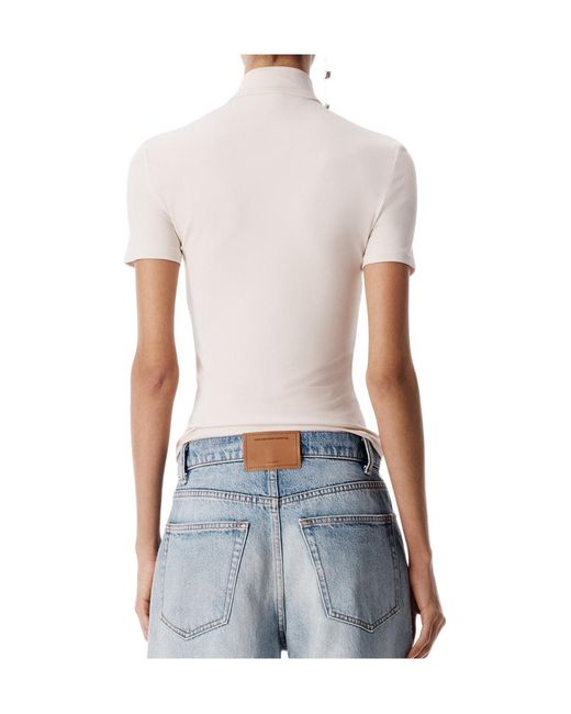 Alexander Wang White Rashguard Mock Neck Zipped Top