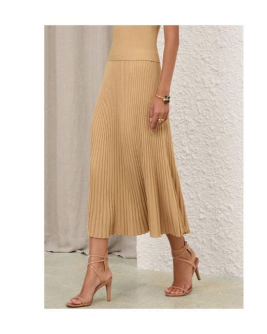 Zimmermann Natural Luna Metallic Midi Skirt