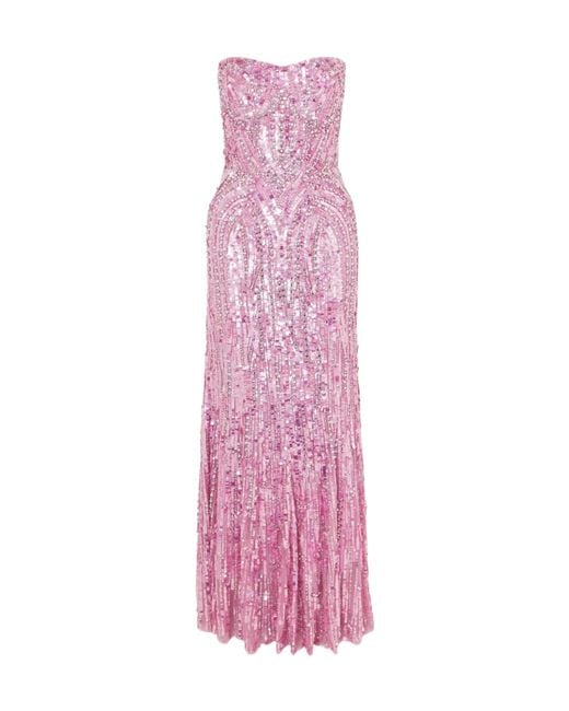 Jenny Packham Pink Embellished Tulle Gown