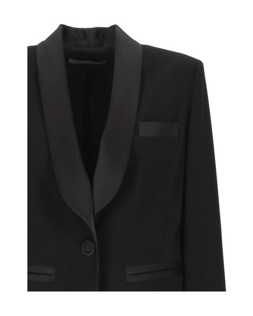 D.exterior Black Shawl Lapel Blazer