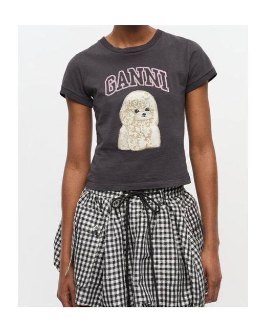 Ganni Black Printed T-Shirt