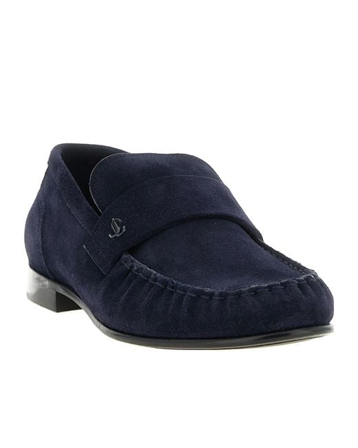 Jimmy Choo Blue Ellis Suede Flat Shoes