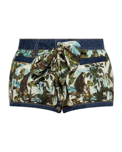 DSquared² Green Pattern-Printed Shorts