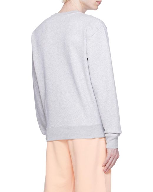 Maison Kitsuné Blue Logo-Print Long-Sleeved Cotton Sweatshirt for men
