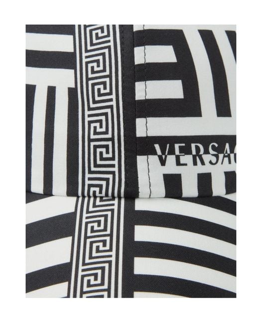 Versace White Greca Print Baseball Cap for men