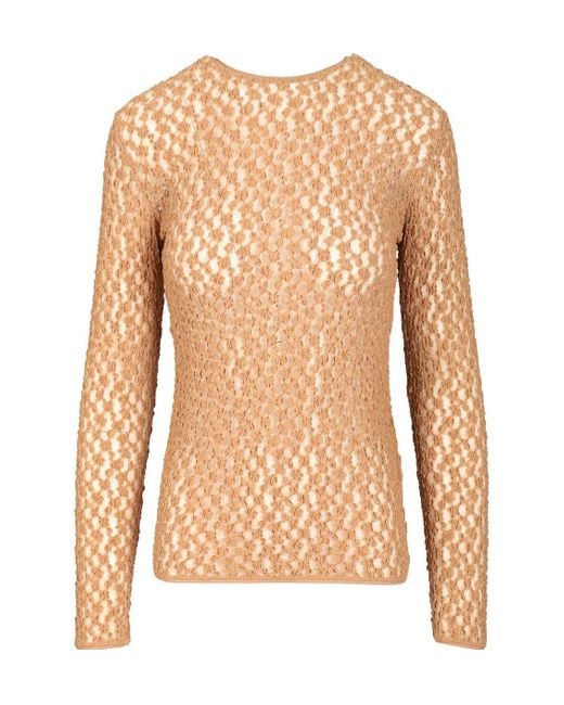 Isabel Marant Brown Gaelle Long-Sleeved Lace Top