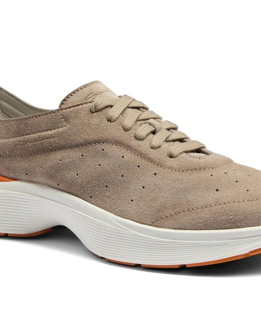 Santoni Brown Round Toe Sneakers for men
