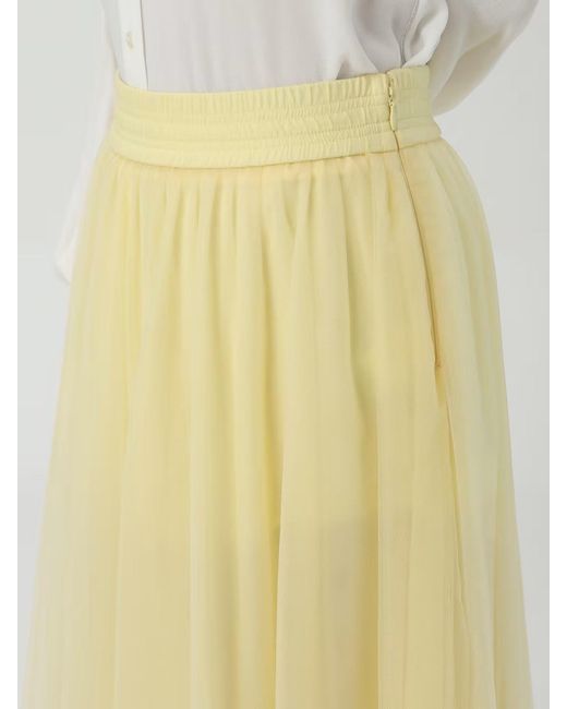 Fabiana Filippi Yellow Gauze Umbrella-Shaped Mid-Length Skirt
