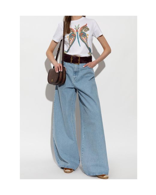 Etro White Pattern-Printed Crewneck T-Shirt