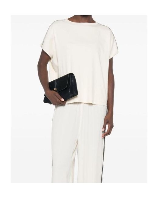 Fabiana Filippi White Side-Stripe Short-Sleeve T-Shirt