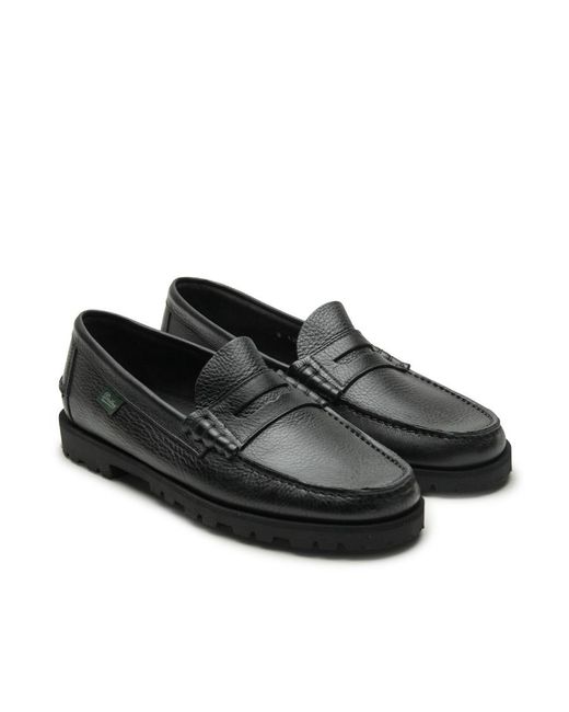 Paraboot Black Leather Loafers for men
