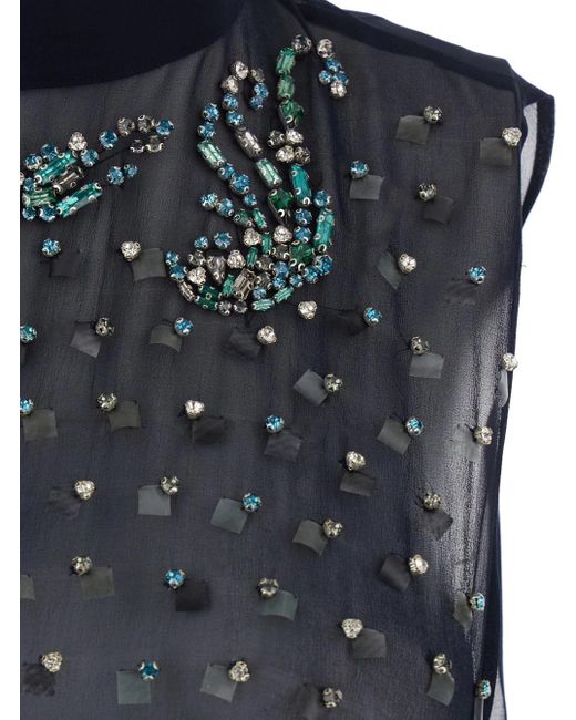 Dries Van Noten Blue High-Necked Sleeveless Top