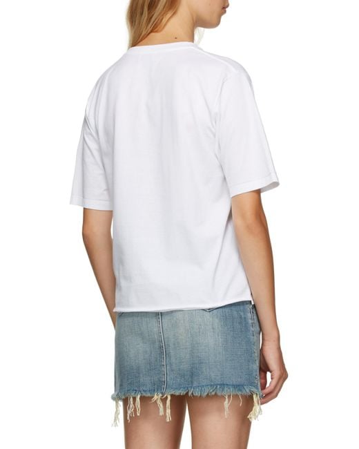 Saint Laurent White Logo-Print Crew-Neck T-Shirt