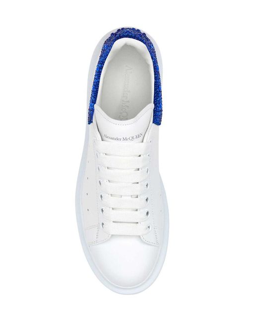 McQueen Blue Oversized Embellished Lace-Up Sneakers