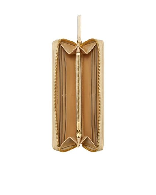 Tory Burch Natural Kira Diamond Quilt Zip Continental Wallet
