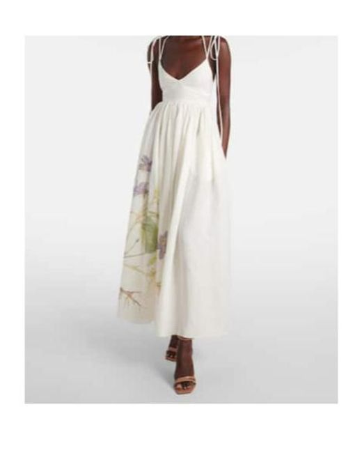 Erdem White Floral Linen Maxi Dress