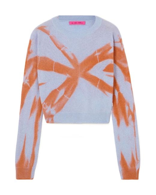 The Elder Statesman White Colorful Cropped Cashmere Sweater